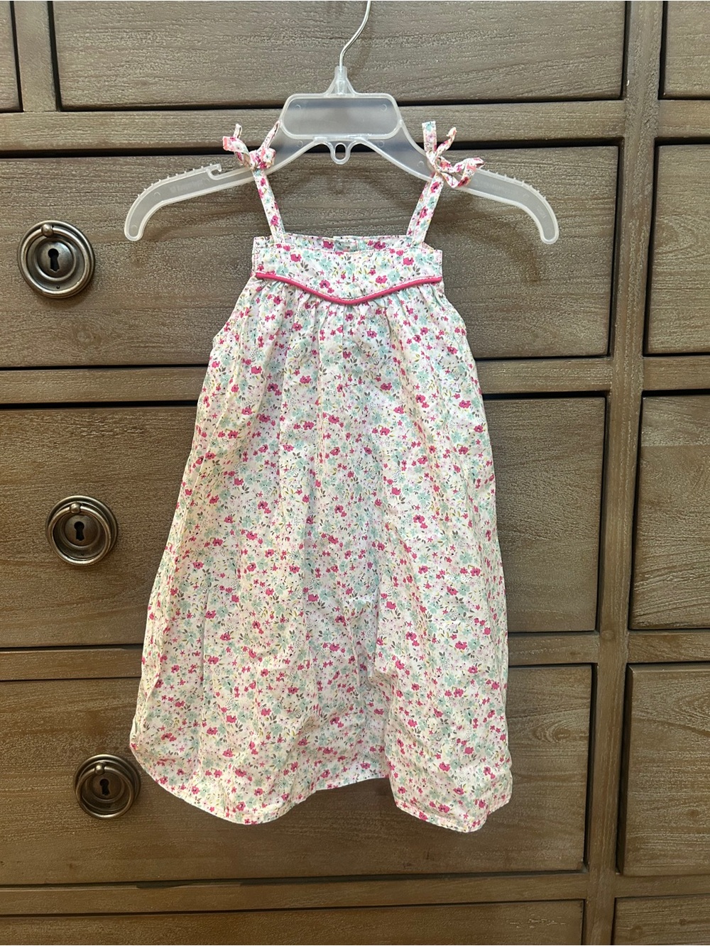 Petit Bateau White Sundress with Pink Floral Print
